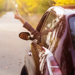 Car driving down the road